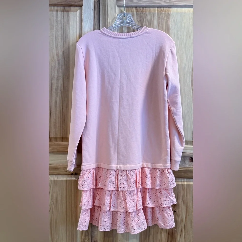 NWT Vineyard Vines Girls Pink Long Sleeve Tired Eyelet Ruffle Dress Size 16